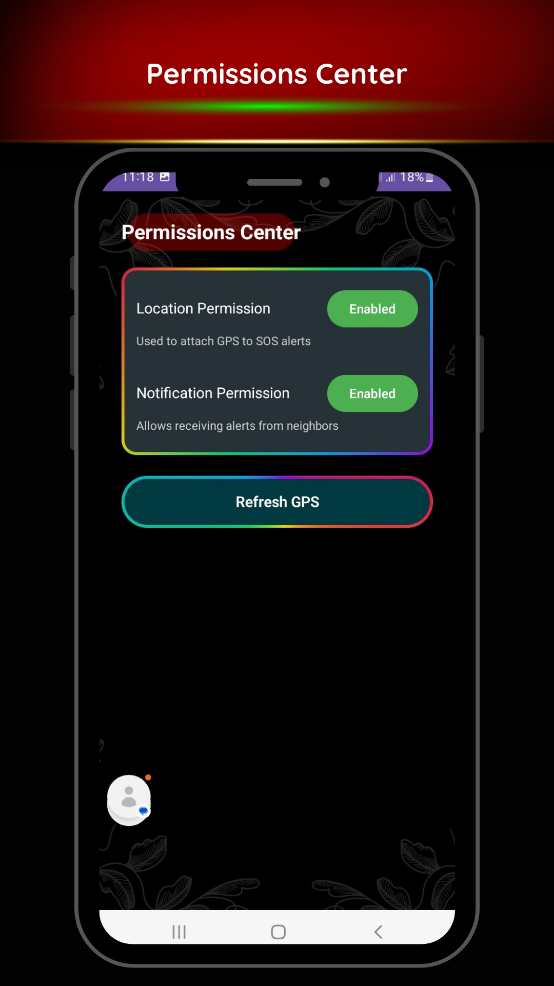Permission center screen